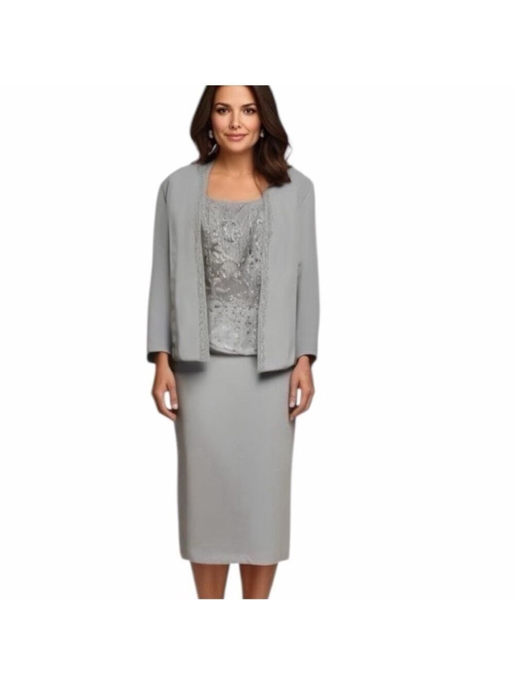 Karen Miller NEW YORK Mother of the Bride Jacket Dress MIDI Dry Cleaned Size 8